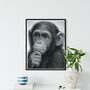 Chimp Wildlife Hand Drawn A4 Print, thumbnail 1 of 4