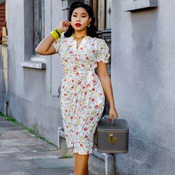 Mabel Dress In Poppy Print Vintage 1940s Style, 2 of 2
