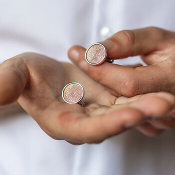 Copper And Steel Fingerprint Cufflinks, 4 of 7