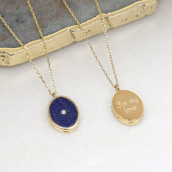 Personalised 18ct Gold Plated And Lapis Lazuli Locket, 2 of 5