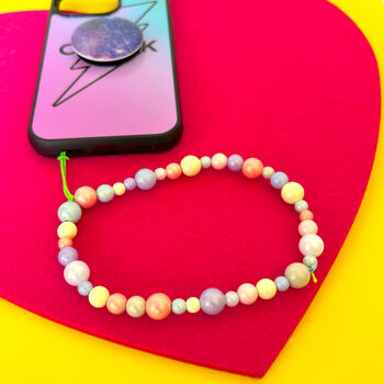 Pastel Pearl Phone Charm Wristlet Gift For Her, 3 of 4