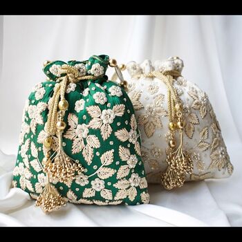 Chaya – Green Silk Potli Bag, 2 of 2
