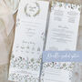 Periwinkle Wreath Concertina Wedding Invitations With Integrated RSVP, thumbnail 4 of 7