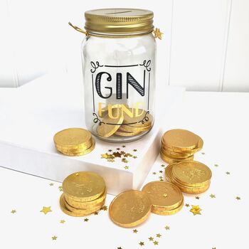Gin Fund Money Box With Chocolate Coins, 2 of 7