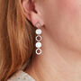 Silver Circle Stud Dangly Earrings, thumbnail 2 of 9
