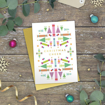 Pack Of Geo Merry Gold Foil Christmas Cards, 10 of 10