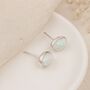 White Opal Oval Stud Earrings In Sterling Silver – 7mm, thumbnail 2 of 11