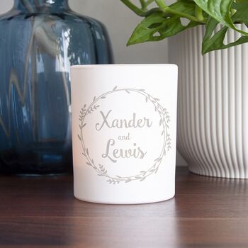 Personalised Couples Wreath Candle Holder, 5 of 9