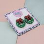 Christmas Wreath Glitter Resin Studs, thumbnail 2 of 3