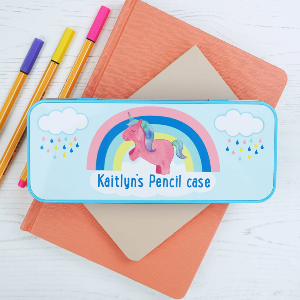 Personalised Colourful Unicorn Pencil Case Tin, 1 of 3