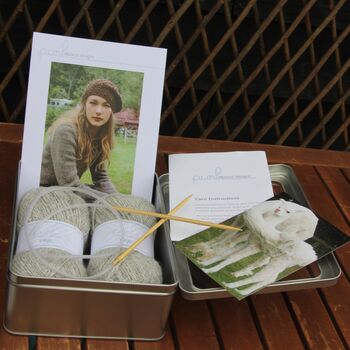 Holly Woollen Hat Knitting Kit Gift Set, 3 of 11