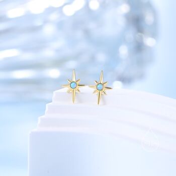 Opal Starburst Stud Earrings In Sterling Silver, 4 of 9