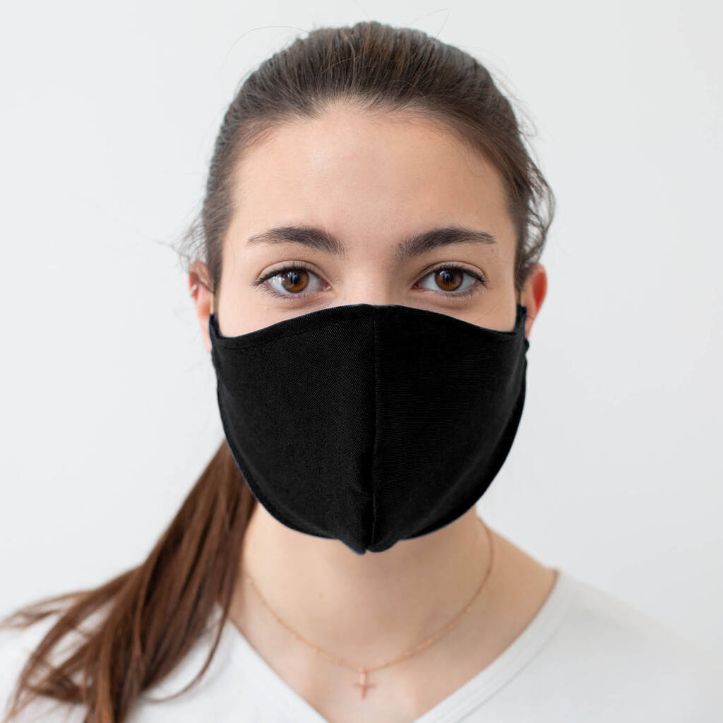 Five Adult Female Black Reusable Face Mask | Washable