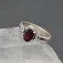 Red Garnet, Cz Sterling Silver Ring: January Birthstone, Handmade Stacking Ring, UK Size L, thumbnail 1 of 9