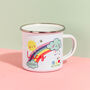 Personalised Children's Rainbow And Clouds Enamel Mug, thumbnail 3 of 8