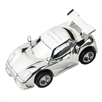 Personalised Silver Plated Sports Car Money Box, 6 of 6