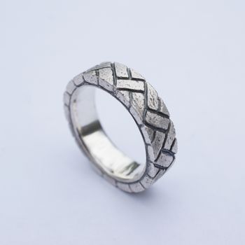 Herringbone Brick Silver Ring, 3 of 4