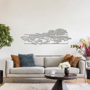 Elegant Horizontal Metal Tree Silhouette Wall Artwork For Modern Interiors, 10 of 11