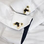 Border Collie Gold Plated Enamel Cufflinks, thumbnail 1 of 4