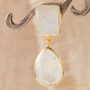 White Moonstone Statement Gold And Silver Drop Stud Earrings, thumbnail 6 of 9