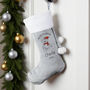 Personalised My 1st Christmas Teddy Silver Grey Stocking, thumbnail 2 of 3