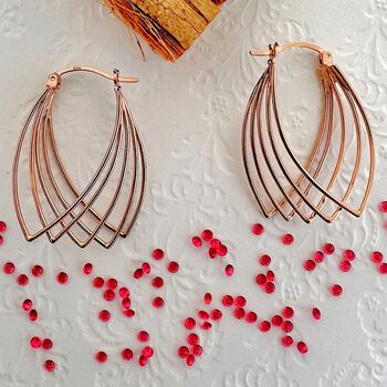 Gold Plated Silver Multi Wire Pointed Hoop Earrings, 3 of 8