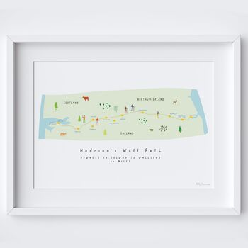 Hadrian's Wall Path Art Print Map Hiking Route, 2 of 2