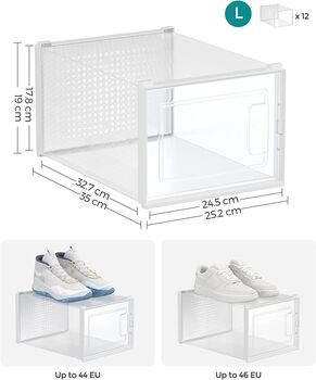 Shoe Storage Organisers Transparent Plastic Boxes 12/18, 4 of 8
