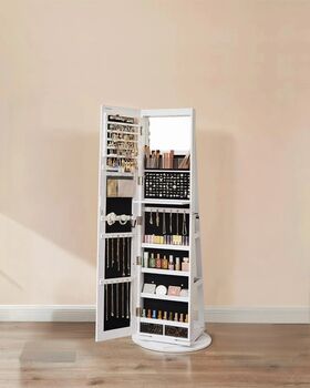 Swivel Mirror Jewellery Cabinet With Lockable Storage, 2 of 11