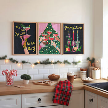 ‘Tis The Season’ Christmas Cocktail Art Print – Festive Wall Decor, 3 of 8