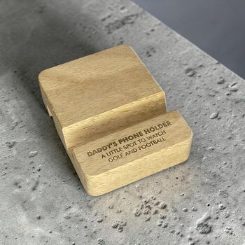 Personalised Wooden Phone Holder For Dad, 4 of 7