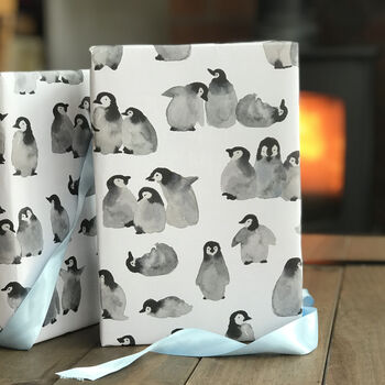 Baby Penguins Christmas Wrapping Paper Set, 3 of 10