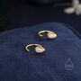 Sterling Silver White Opal Droplet Opal Huggie Hoop Earrings, thumbnail 3 of 11