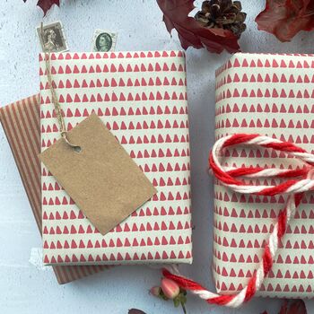 Red Stripe Paper Fibre Christmas Wrapping Paper Set, 4 of 12