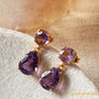 Purple Amethyst Statement Gold And Silver Stud Drop Earrings, thumbnail 8 of 9