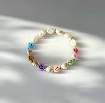 Multi Coloured Smile Pearl Beaded Bracelet, 3 of 3