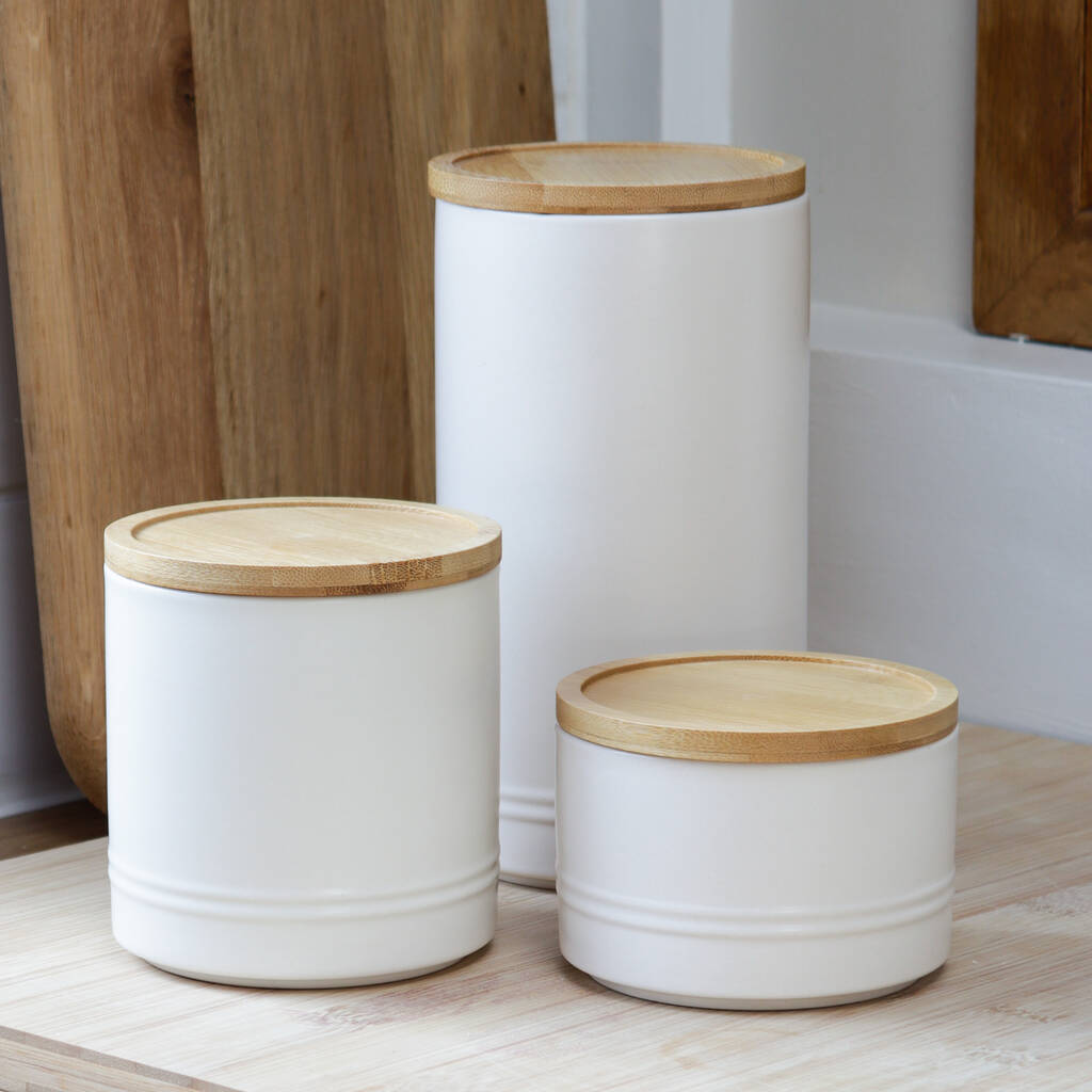 Ivory Ceramic Storage Canister, 1 of 4