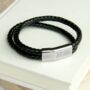 Personalised Men's Dual Leather Woven Bracelet In Black, thumbnail 2 of 5