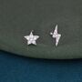 Mismatched Tiny Cz Star Lightning Bolt Stud Earrings, thumbnail 4 of 8