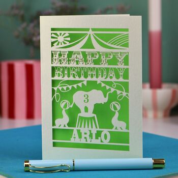 Personalised Papercut Circus Birthday Card, 2 of 9