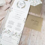 Periwinkle Wreath Concertina Wedding Invitations With Integrated RSVP, thumbnail 2 of 7