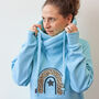 Cowl Neck Luxe Baby Blue Hoodie, thumbnail 1 of 9