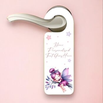 Personalised Purple Fairy Sleeping Door Hanger Gift, 2 of 2