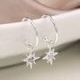 Sterling Silver Star Charm Half Hoop Earrings, thumbnail 1 of 6