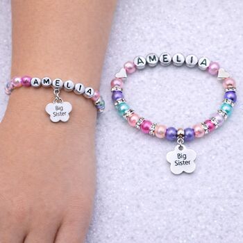 Personalised Big Sister To Be Bracelet Baby Shower Or Announcement Baby Shower Gift, 2 of 12