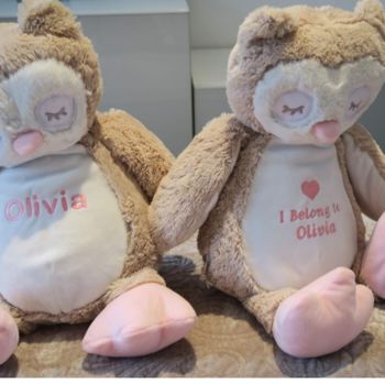 Personalised Cuddly Owl Suitable From Birth, 2 of 3