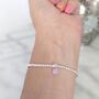 Sterling Silver October Tourmaline Heart Birthstone Bracelet, thumbnail 3 of 9
