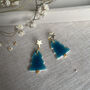 Handcrafted Ceramic Blue Christmas Tree Earrings, thumbnail 5 of 7