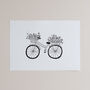 Hand Drawn Flowers And Bikes Print, thumbnail 1 of 4