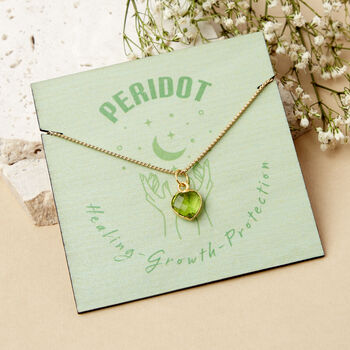 Healing Peridot Heart Gemstone Sterling Silver Necklace, 9 of 10